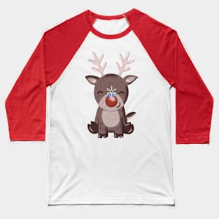 Cute Christmas Reindeer Rudolph Snowflake Baseball T-Shirt